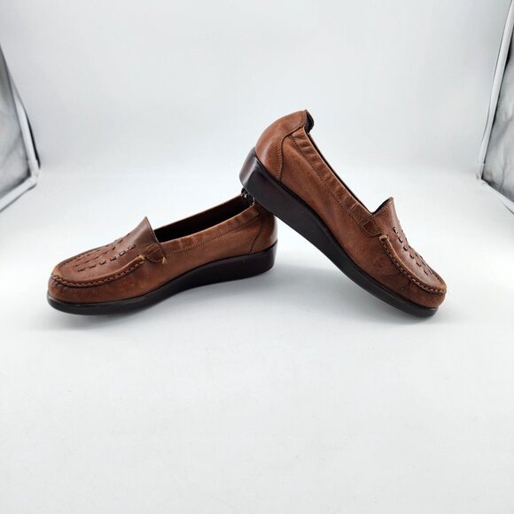 SAS Women's Weave Slip On Loafer Tripad Comfort Shoes Brown Leather Size 7.5W - Picture 8 of 12